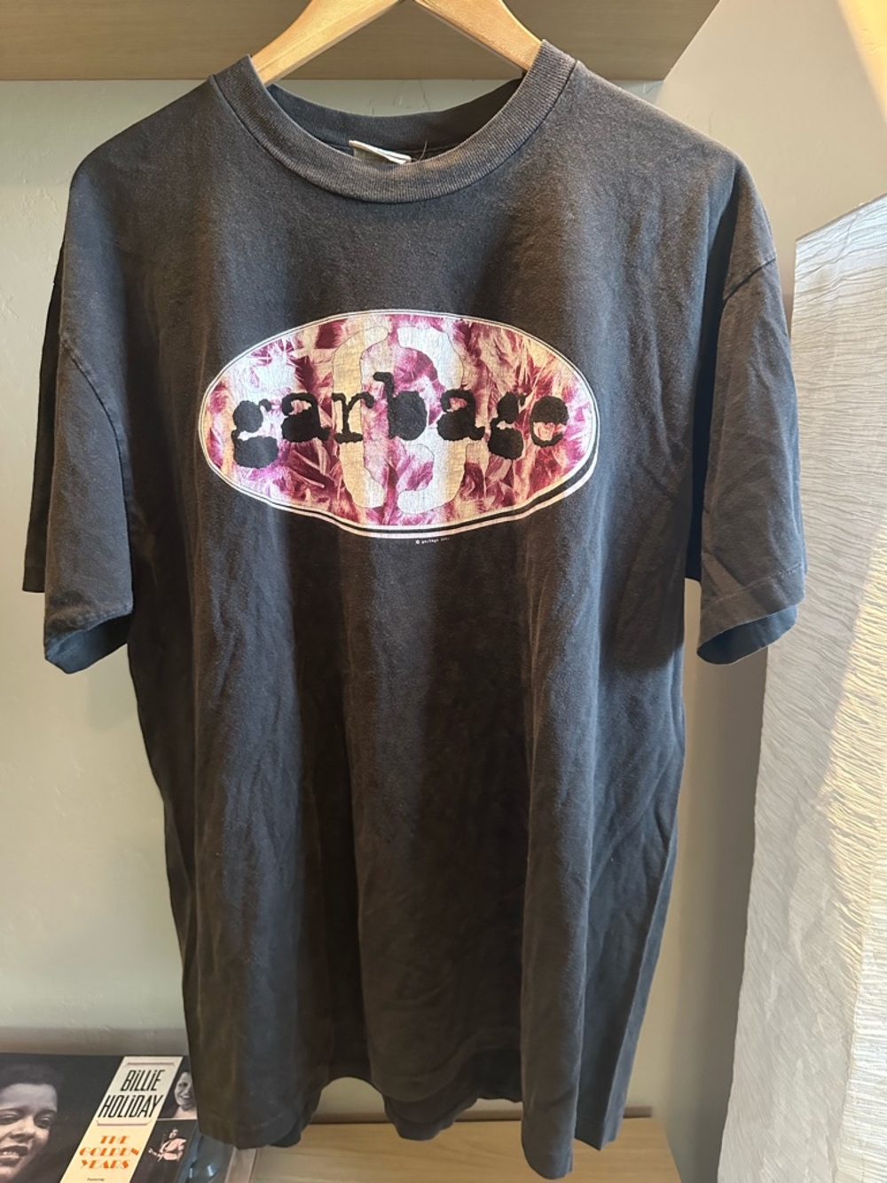 Rare, Original, Vintage, “Garbage,” Black Graphic Feather T-Shirt, XL